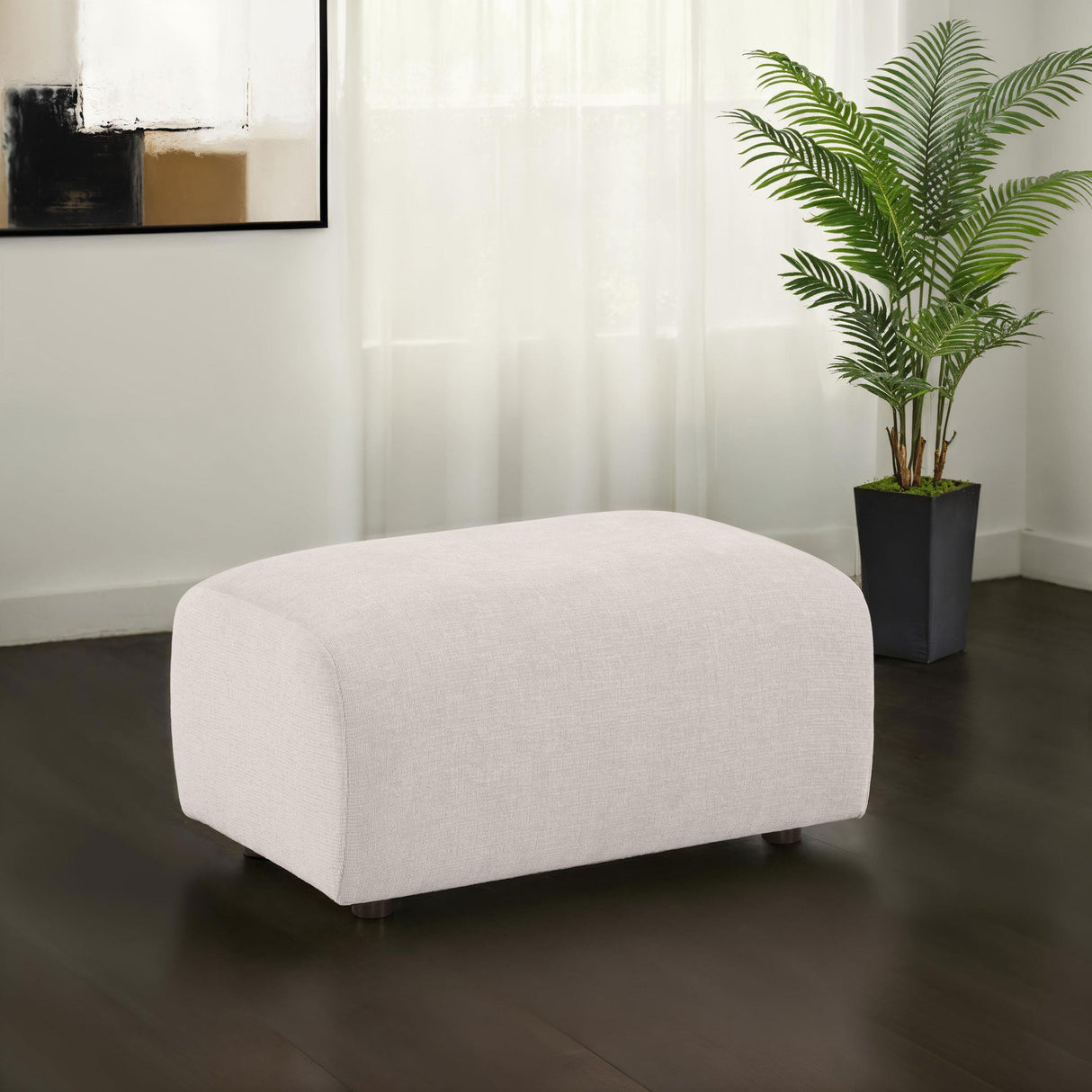  Coaster Furniture Burnett 504958 Chenille Upholstered Ottoman - Ivory IMAGE 6