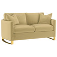  Coaster Furniture Corliss 508825 Upholstered Curved Track Arm Loveseat - Camel IMAGE 1