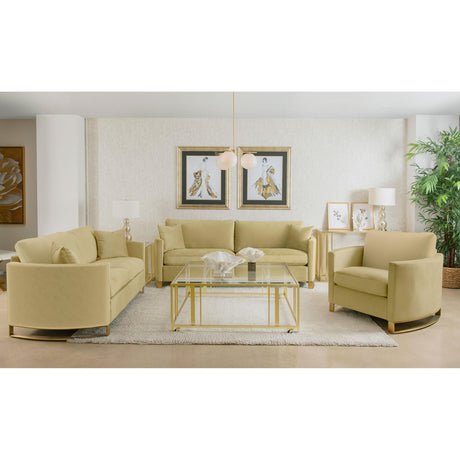  Coaster Furniture Corliss 508825 Upholstered Curved Track Arm Loveseat - Camel IMAGE 13
