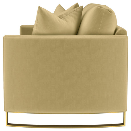  Coaster Furniture Corliss 508825 Upholstered Curved Track Arm Loveseat - Camel IMAGE 3