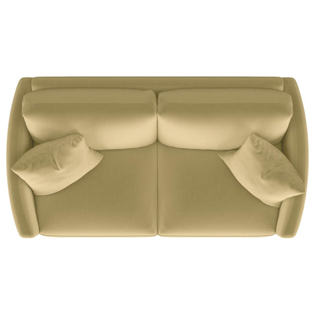  Coaster Furniture Corliss 508825 Upholstered Curved Track Arm Loveseat - Camel IMAGE 5