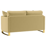  Coaster Furniture Corliss 508825 Upholstered Curved Track Arm Loveseat - Camel IMAGE 6