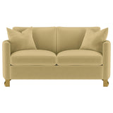  Coaster Furniture Corliss 508825 Upholstered Curved Track Arm Loveseat - Camel IMAGE 7