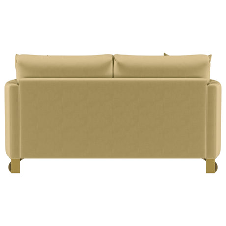  Coaster Furniture Corliss 508825 Upholstered Curved Track Arm Loveseat - Camel IMAGE 8