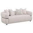  Coaster Furniture Jeanette 508961 84-inch Fabric Upholstered Round Arm Sofa - Beige IMAGE 1