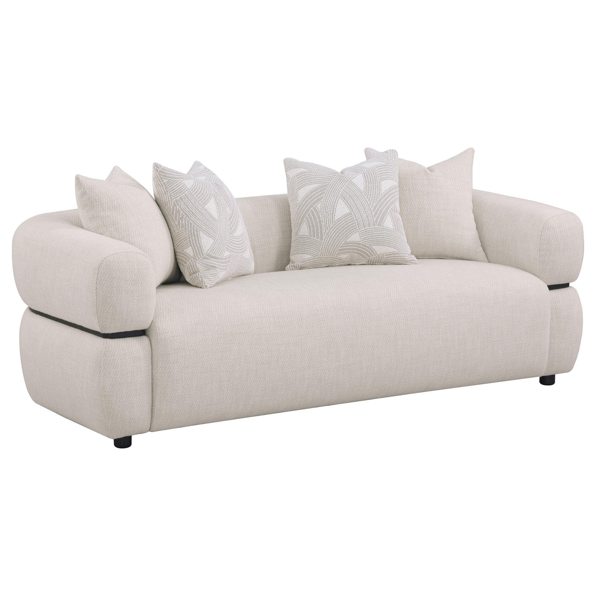  Coaster Furniture Jeanette 508961 84-inch Fabric Upholstered Round Arm Sofa - Beige IMAGE 1