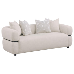  Coaster Furniture Jeanette 508961 84-inch Fabric Upholstered Round Arm Sofa - Beige IMAGE 1