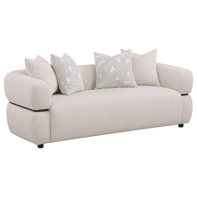  Coaster Furniture Jeanette 508961 84-inch Fabric Upholstered Round Arm Sofa - Beige IMAGE 1