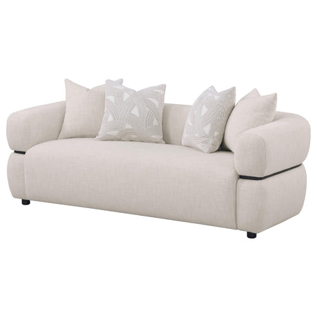  Coaster Furniture Jeanette 508961 84-inch Fabric Upholstered Round Arm Sofa - Beige IMAGE 11