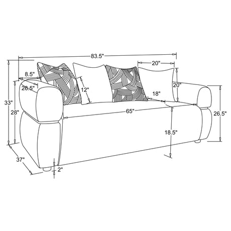  Coaster Furniture Jeanette 508961 84-inch Fabric Upholstered Round Arm Sofa - Beige IMAGE 8