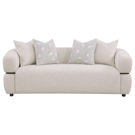  Coaster Furniture Jeanette 508961 84-inch Fabric Upholstered Round Arm Sofa - Beige IMAGE 9