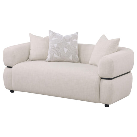  Coaster Furniture Jeanette 508962 73-inch Fabric Upholstered Round Arm Loveseat - Beige IMAGE 11