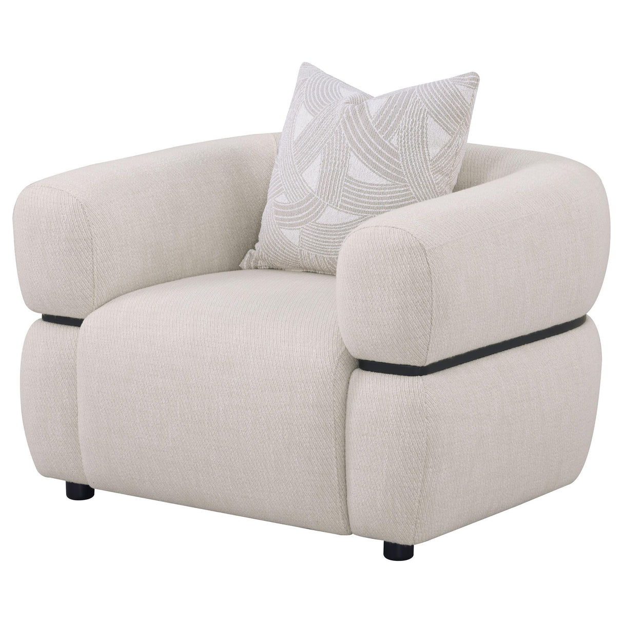  Coaster Furniture Jeanette 508963 Fabric Upholstered Round Arm Accent Chair - Beige IMAGE 10