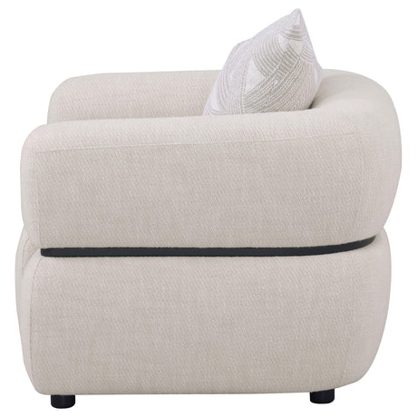  Coaster Furniture Jeanette 508963 Fabric Upholstered Round Arm Accent Chair - Beige IMAGE 2