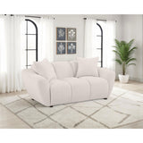  Coaster Furniture Destino 509302 Chenille Upholstered Splayed Arm Loveseat - Greige IMAGE 4