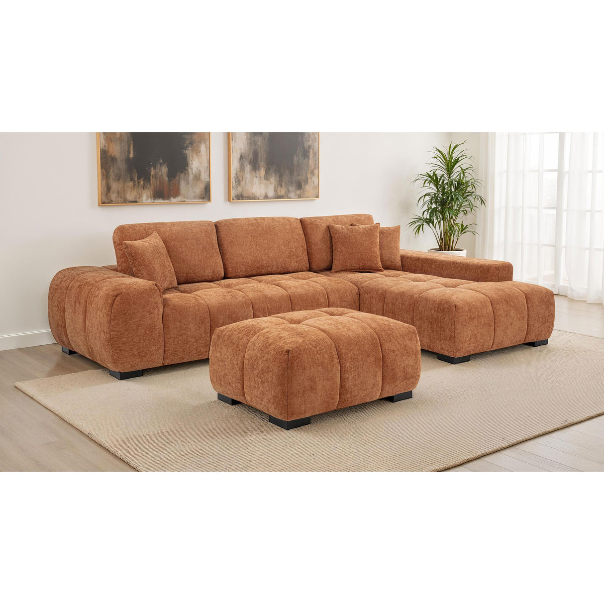  Coaster Furniture Octavia 509354 Upholstered Rectangular Ottoman - Orange IMAGE 6