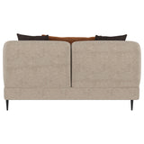  Coaster Furniture Jade 509412 Chenille Upholstered Sculpted Track Arm Loveseat - Latte IMAGE 4