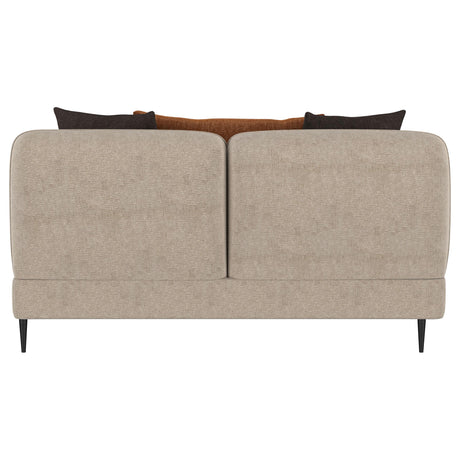  Coaster Furniture Jade 509412 Chenille Upholstered Sculpted Track Arm Loveseat - Latte IMAGE 4