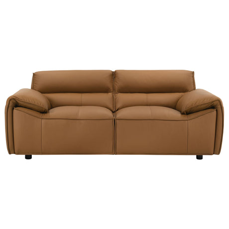  Coaster Furniture Buxton 509502 Top Grain Leather Upholstered Loveseat - Orange IMAGE 8