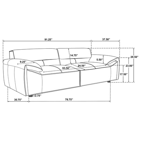  Coaster Furniture Buxton 509504 Top Grain Leather Upholstered Sofa - Graphite IMAGE 12