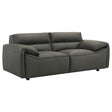  Coaster Furniture Buxton 509505 Top Grain Leather Upholstered Loveseat - Graphite IMAGE 1