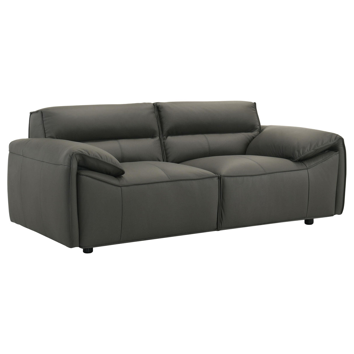  Coaster Furniture Buxton 509505 Top Grain Leather Upholstered Loveseat - Graphite IMAGE 1