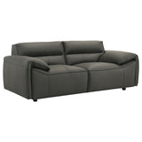  Coaster Furniture Buxton 509505 Top Grain Leather Upholstered Loveseat - Graphite IMAGE 1
