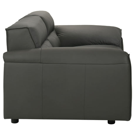  Coaster Furniture Buxton 509505 Top Grain Leather Upholstered Loveseat - Graphite IMAGE 2