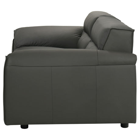 Coaster Furniture Buxton 509505 Top Grain Leather Upholstered Loveseat - Graphite IMAGE 3