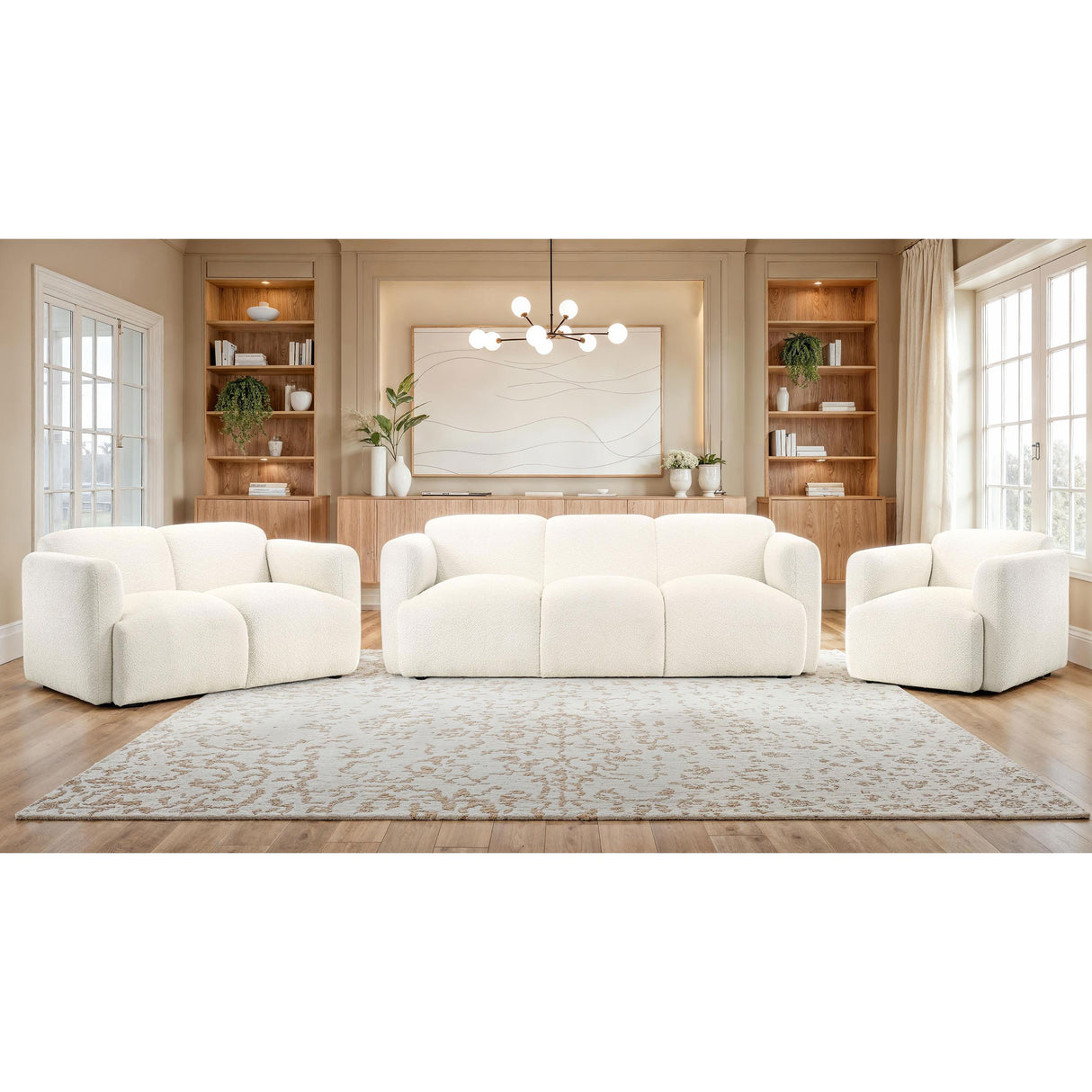  Coaster Furniture Dorset 509811 Fabric Upholstered Round Track Arm Sofa - White IMAGE 13