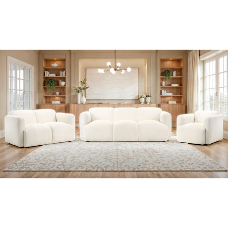  Coaster Furniture Dorset 509812 Fabric Upholstered Round Track Arm Loveseat - White IMAGE 13