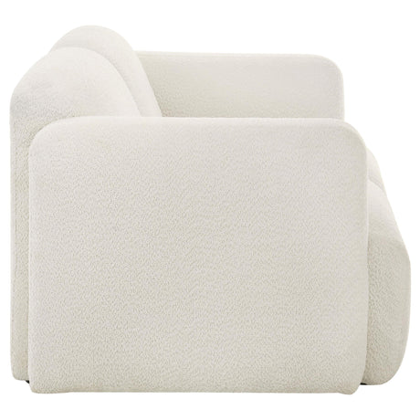  Coaster Furniture Dorset 509812 Fabric Upholstered Round Track Arm Loveseat - White IMAGE 2