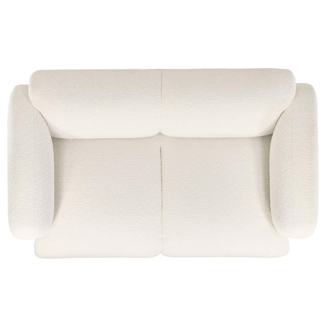  Coaster Furniture Dorset 509812 Fabric Upholstered Round Track Arm Loveseat - White IMAGE 6