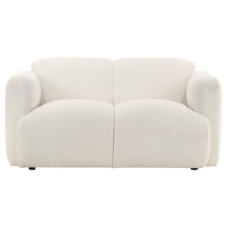  Coaster Furniture Dorset 509812 Fabric Upholstered Round Track Arm Loveseat - White IMAGE 7