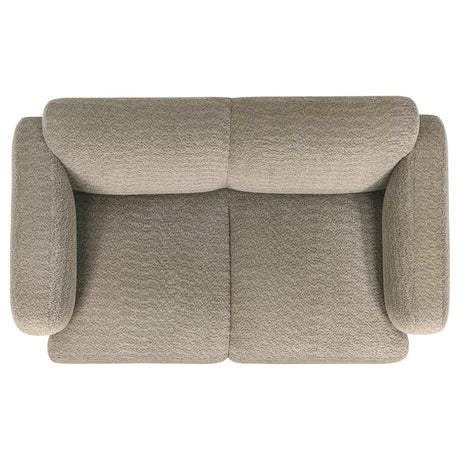  Coaster Furniture Dorset 509815 Fabric Upholstered Round Track Arm Loveseat - Brown IMAGE 5