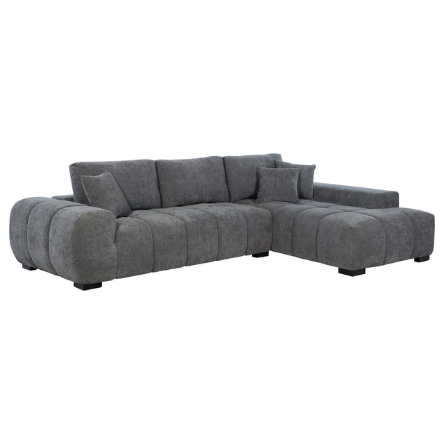  Coaster Furniture Octavia 509965 Upholstered Sectional Chaise Sofa - Charcoal Grey IMAGE 1