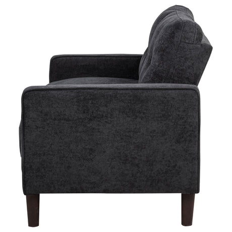  Coaster Furniture Bowen II 509982 Fabric Upholstered Track Arm Loveseat - Steel Grey IMAGE 2