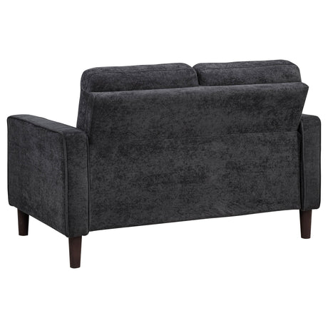  Coaster Furniture Bowen II 509982 Fabric Upholstered Track Arm Loveseat - Steel Grey IMAGE 3