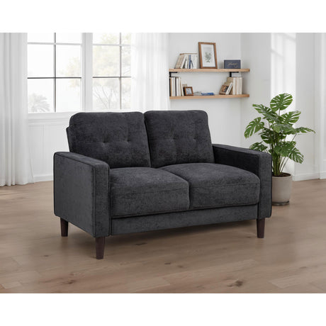  Coaster Furniture Bowen II 509982 Fabric Upholstered Track Arm Loveseat - Steel Grey IMAGE 4