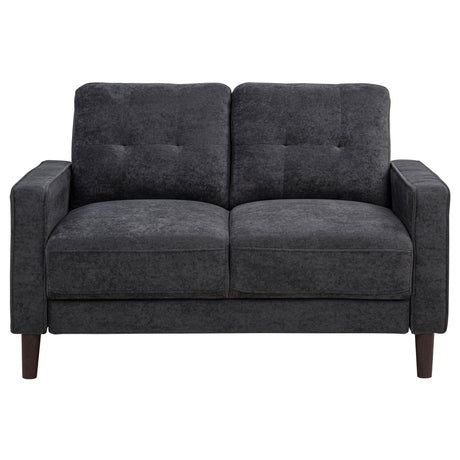  Coaster Furniture Bowen II 509982 Fabric Upholstered Track Arm Loveseat - Steel Grey IMAGE 5