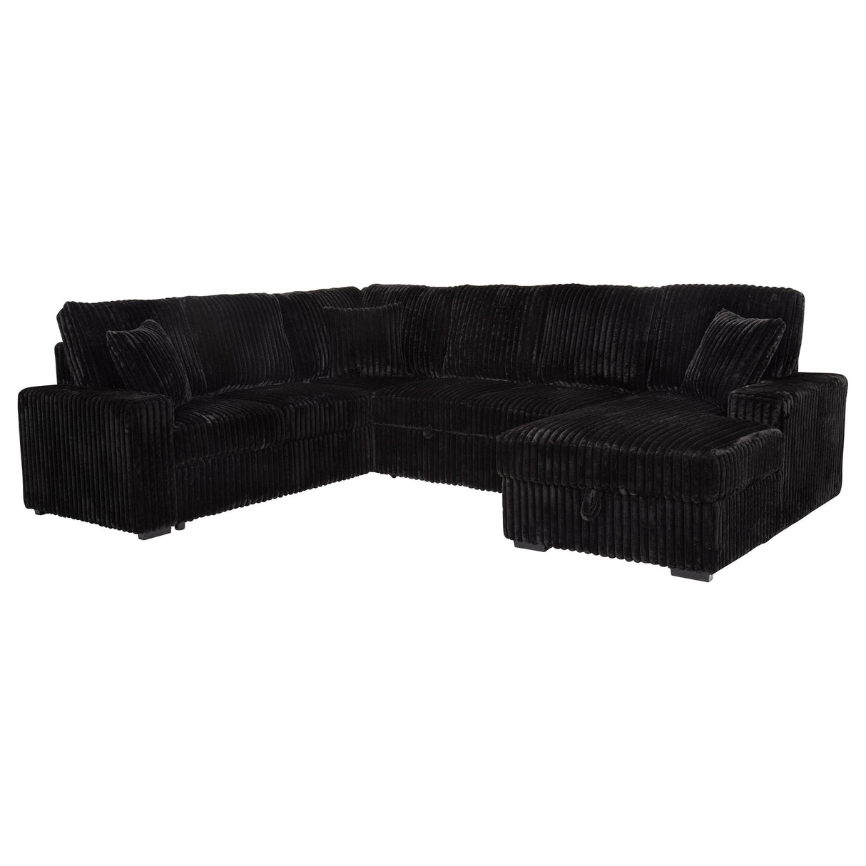  Coaster Furniture Devonshire 511049 Sleeper Sectional Sofa Storage Chaise - Black IMAGE 1