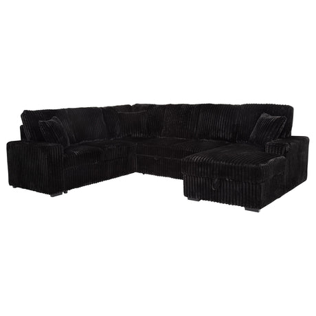  Coaster Furniture Devonshire 511049 Sleeper Sectional Sofa Storage Chaise - Black IMAGE 1