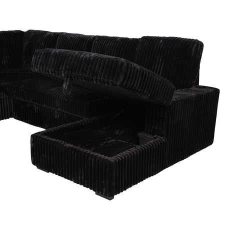  Coaster Furniture Devonshire 511049 Sleeper Sectional Sofa Storage Chaise - Black IMAGE 10