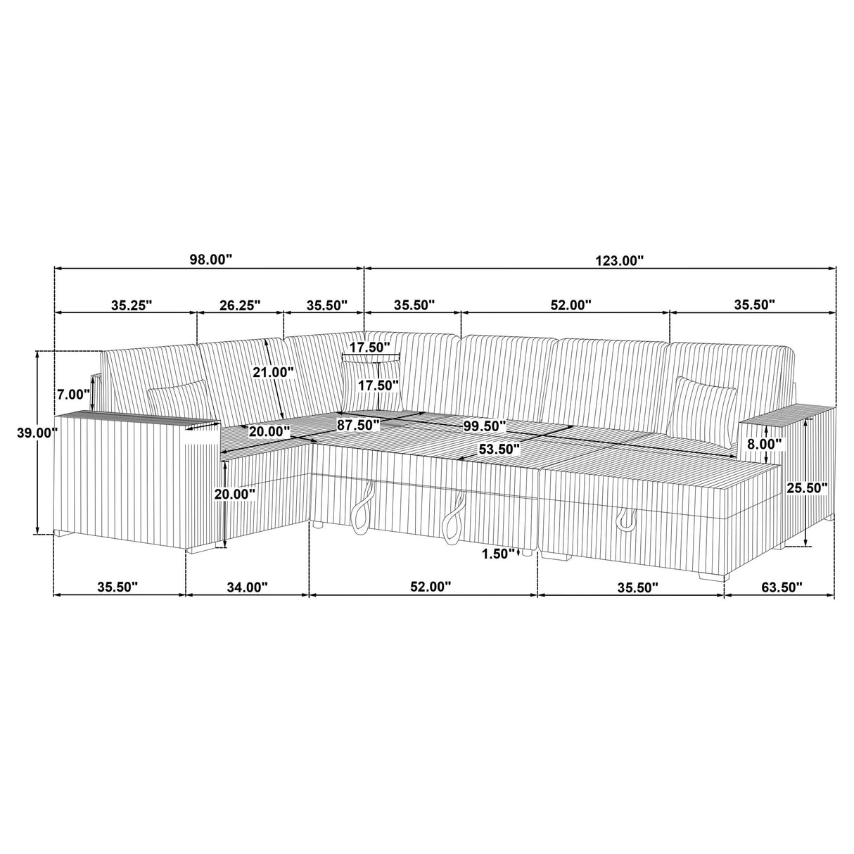  Coaster Furniture Devonshire 511049 Sleeper Sectional Sofa Storage Chaise - Black IMAGE 17