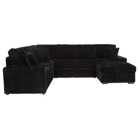  Coaster Furniture Devonshire 511049 Sleeper Sectional Sofa Storage Chaise - Black IMAGE 2