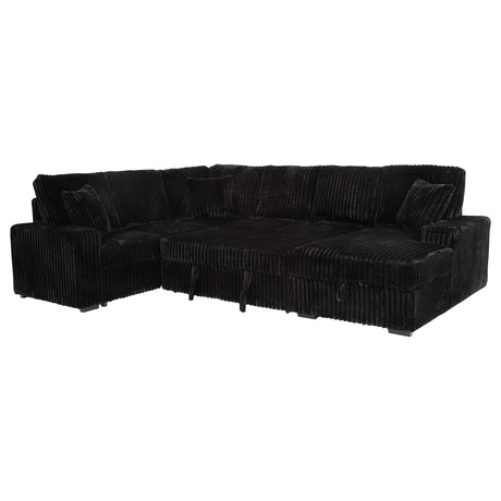  Coaster Furniture Devonshire 511049 Sleeper Sectional Sofa Storage Chaise - Black IMAGE 3