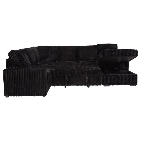  Coaster Furniture Devonshire 511049 Sleeper Sectional Sofa Storage Chaise - Black IMAGE 7