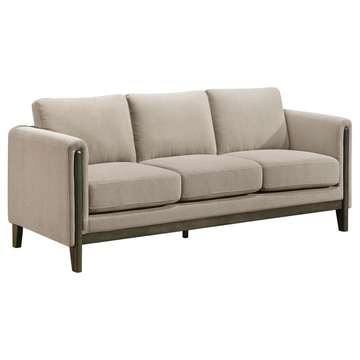  Coaster Furniture Islington 511101 Fabric Upholstered Panel Arm Sofa - Taupe IMAGE 1