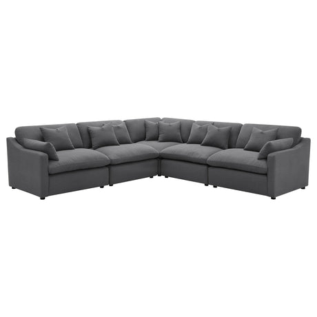  Coaster Furniture Hobson 551455-SETA 5-piece Upholstered Modular Sectional Sofa - Charcoal IMAGE 1