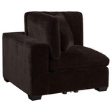  Coaster Furniture Lakeview 551465 Upholstered Corner Chair - Dark Chocolate IMAGE 1
